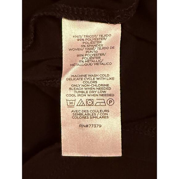 Ann Taylor Black Blouse WSheer Sleeve Metallic Dot Size Medium NWT Holiday Ready - Picture 6 of 8